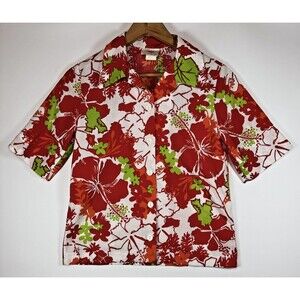 Vintage Lightning Bolt Shirt Womens Small Floral Hawaiian 70s Made in USA